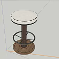 Wooden Bar Stool With Beige Padded Seat And Spiral Base Metal Footrest Ring