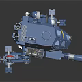 Blue Mechanical Four Legged Robot Character With Weapon Antenna And Sci Fi Creature Design Number 4