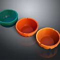 Colorful Green And Orange Ceramic Bowl Sculptures With Cracked Edges Design