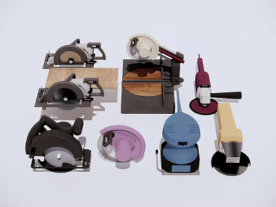 Variety of Industrial Power Tools Featuring Circular Saws Sanders And Cutting Equipment 3d model