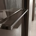 Modern Bathroom In Neutral Tones With Glass Shower And Bathtub