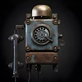 Vintage Rusty Telephone Device With Rotary Dial And Metal Components 3d model