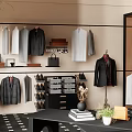 Modern Cloakroom Interior Design With Hangers And Organized Suits Shirts Shoes Storage