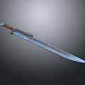 Ancient Medieval Sword With Metal Blade And Red Wrapped Handle Design