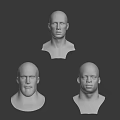 Three Male 3D Character Head Models With Different Facial Expressions 3d model