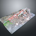 Modern Urban Ruins With Bricks Debris Concrete And Overgrown Green Plants