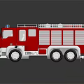 Red Fire Truck With Ladder On Top Shiny Body And Reflective Surface