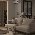 Comfortable Light Beige Fabric Double Seater Sofa For Warm Modern Minimalist Living Room Decoration