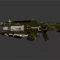 Sci Fi Green Weapon With Metallic Multi Barrel And Detailed Design Elements 3d model