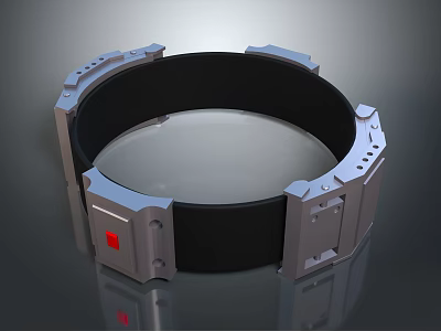 Durable Adjustable Dog Collar With Metal Frame Black Band And Red Accent 3d model