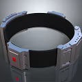 Durable Adjustable Dog Collar With Metal Frame Black Band And Red Accent