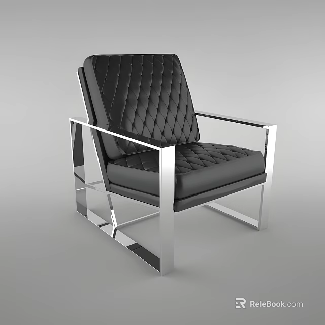 Black Diamond Tufted Office Chair With Silver Metal Frame And Modern Design 3d model 