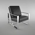 Black Diamond Tufted Office Chair With Silver Metal Frame And Modern Design