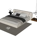 Modern Double Bedside Table Bedside Table Lamp 3d model
