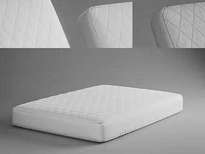 White Quilted Mattress With Diamond Pattern And Detailed Surface Views 3d model