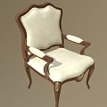 Vintage Accent Chair with Carved Wooden Frame Armrests Light Upholstery and Curved Legs