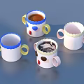 Decorative Ceramic Mugs With Various Designs Colorful Handles Rims And Unique Patterns For Daily Use