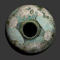 Round Decorative Ceramic Vase with Intricate Floral Patterns and Glossy Finish