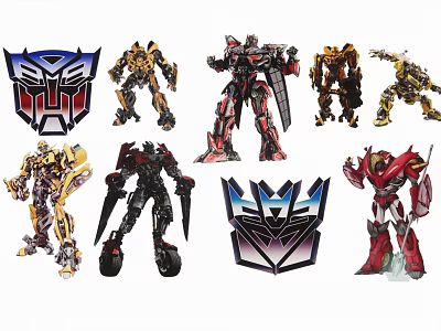 Transformers Character Pendants with Bumblebee Optimus Prime Action Figure Designs and Autobot Decepticon Symbols 3d model
