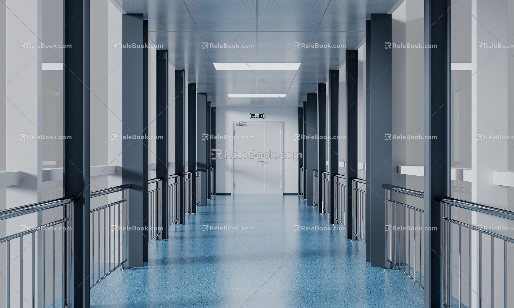 Hospital Corridor Outdoor Corridor Corridor Glass Room 3d model