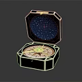 Decorative Ornament Set With Octagonal Box Starry Sky Lining And Golden Compass 3d model