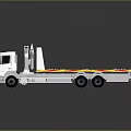 White Flatbed Tow Truck With Emergency Lights And Colored Stripes On Body 3d model
