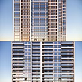Modern High Rise Building Exterior With Glass Windows And Balconies Design