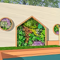 Creative Children's Playground Equipment With House Shaped Structures Green Lawn And Trees