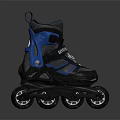 Blue And Black Shining Roller Skates With Four Wheels And Adjustable Straps