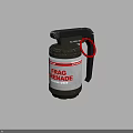 Military Frag Grenade With Black Handle Red Pin Gray Body And White Label Red Text