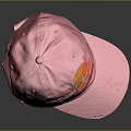 Pink Baseball Cap With Sunset Logo And Gradient Sun Design Distressed Brim Casual Style