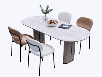 Modern Dining Table and Chair 3d model