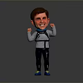 Cartoon Character With Short Hair Gray Top Black Backpack Dark Pants Blue Sneakers Smiling Fists Raised