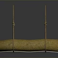 Yellow Woven Cylindrical Household Item With Hanging Ropes And Smooth Surface