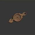 Traditional Terracotta Household Vessel with Leaf Shaped Handle and Central Hole