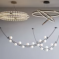 Modern Lighting Combinations With Intersecting Circular Pendants And Curved Sphere Lamps 3d model