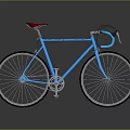 Modern Blue Bicycle With Red Seat Curved Handlebars And Sleek Frame