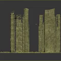 Detailed Cartoon City Scene Featuring Brick Buildings And Tall Towers Model