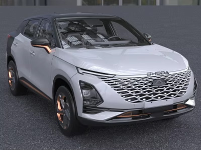 Chery White SUV With Modern Mesh Grille And Black Gold Wheels Design 3d model