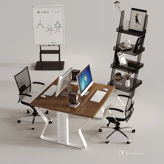 Black Multi Tiered Storage Shelf With Books And Decor In Modern Office Space 3d model 