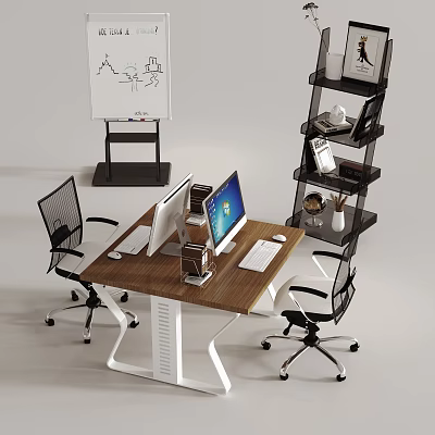 Black Multi Tiered Storage Shelf With Books And Decor In Modern Office Space 3d model