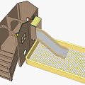 Wooden Play Equipment With Slide Stairs Yellow Mat And Green Accents