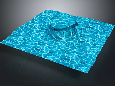 Modern Wood And Stone Pool Design Featuring Textured Stone Bottom And Circular Accent 3d model