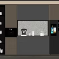 Modern Wine Cabinet With Glass Shelves And LED Lighting In Kitchen Interior