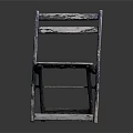 Distressed Blue Gray Wooden Folding Chair With Simple Plank Seat Back And Wood Grain