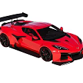 Red Sports Car With Sleek Design Rear Spoiler Black Wheels And Aerodynamic Kit