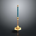 Elegant Blue Weapon With Long Rod Golden Decorations And Golden Base