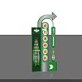 Green Heineken Neon Sign With Upward Arrow Red Circular Patterns And Modern Design