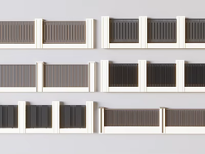 Modern Fence Styles With White Frame And Gray Black Slat Panel Designs 3d model