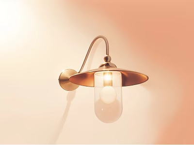 Modern Metal Wall Sconce With Curved Arm And Glass Shade For Warm Lighting 3d model
